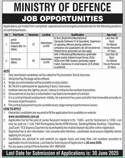 MOD Govt Pk Jobs 2025 Advertisement
