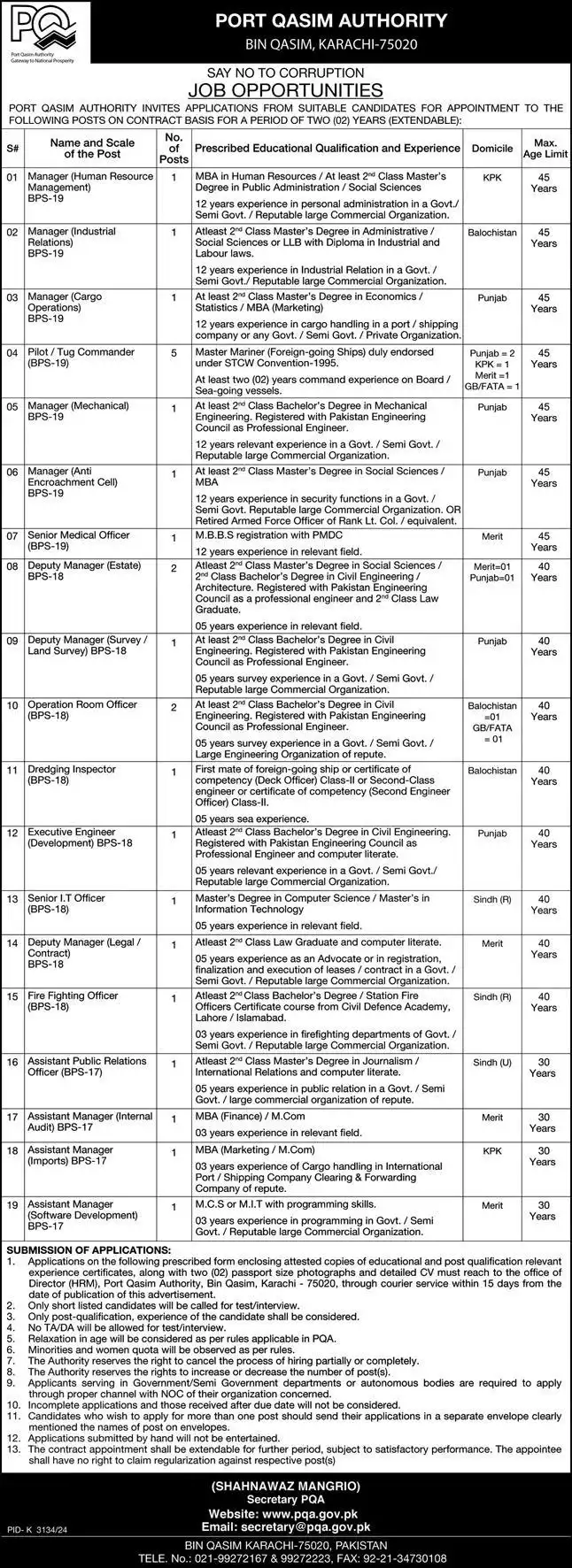 Port Qasim Authority Jobs 2025 Advertisement